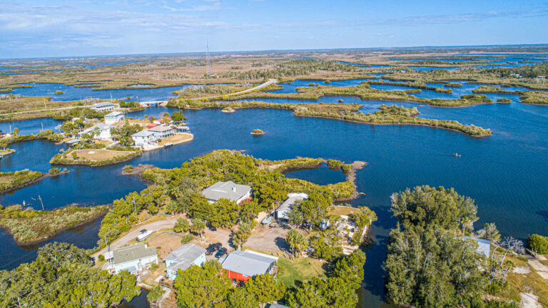 Aerial view of Florida's Nature Coast waterways and homes